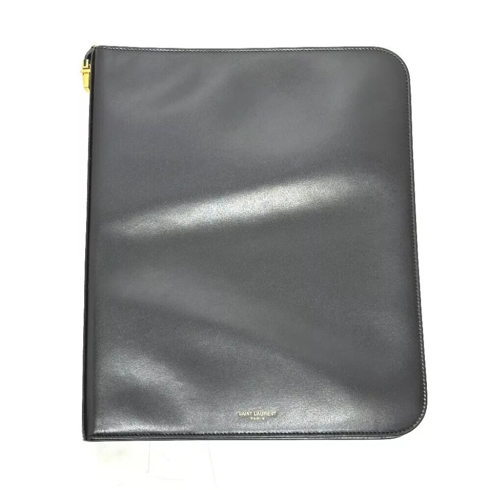 SAINT LAURENT PARIS logo iPad case Leather Black